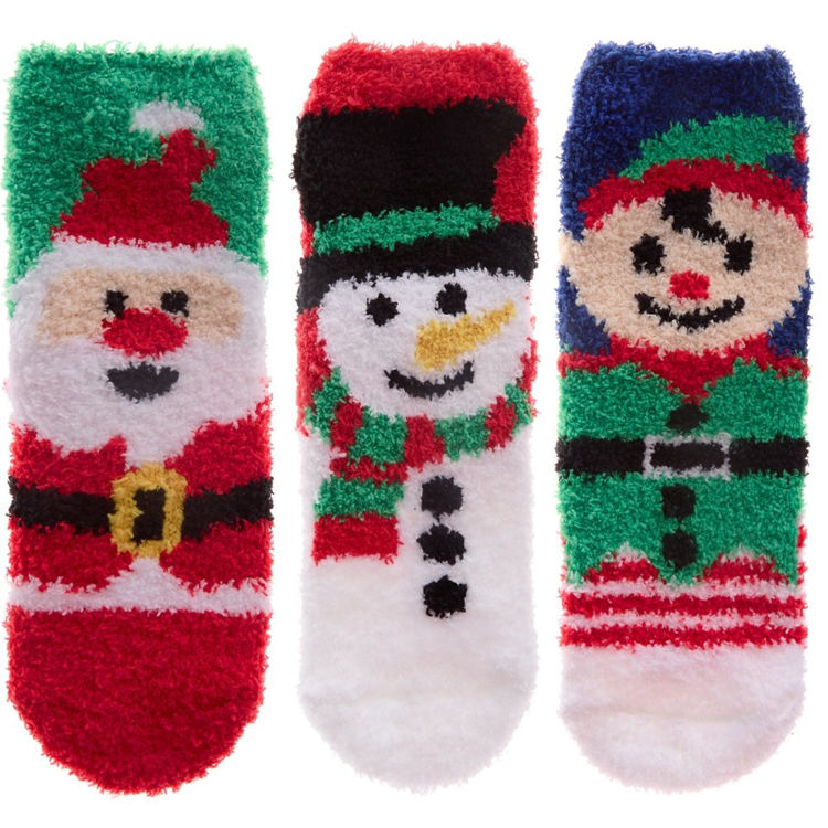 Picture of 42B829 CHILDREN CHRISTMAS COSY FLEECY SOCKS WITH GRIPPERS